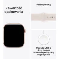 Smartwatch Apple Watch 11 MF8E4QN/A - 42 mm, GPS + Cellular, aluminium w kol. różowego złota z różowym paskiem sportowym, S|M