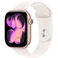 Smartwatch Apple Watch 11 MEU04WF/A - 42 mm, GPS, aluminium w kol. różowego złota z różowym paskiem sportowym, S|M