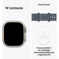 Smartwatch Apple Watch Ultra 3 MEWH4QI/A - 49 mm GPS + Cellular, naturalny tytan z paskiem w kol. marynarskiego granatu