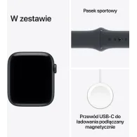 Smartwatch Apple Watch SE 3 MEPJ4MP-A - 44 mm GPS + Cellular, czarne aluminium z czarnym paskiem sportowym, M|L