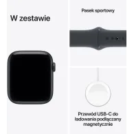 Smartwatch Apple Watch SE 3 MEHC4QN/A - 40 mm GPS, czarne aluminium z czarnym paskiem sportowym, M|L