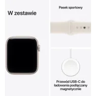 Smartwatch Apple Watch SE 3 MEPF4ET/A - 44 mm GPS + Cellular, aluminium z paskiem sportowym w kol. księżycowej poświaty , M|L