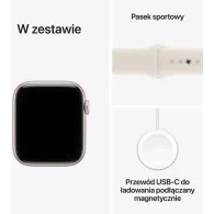 Smartwatch Apple Watch SE 3 MEHG4MP/A - 44 mm GPS, aluminium z paskiem sportowym w kol. księżycowej poświaty , S|M