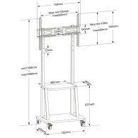 Stojak podłogowy Techly ICA-TR30 - TV 55-100", do 150kg, regulowany, 2 półki, Czarny