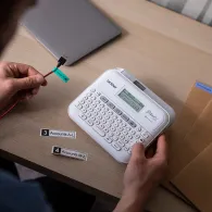 Drukarka termiczna etykiet Brother PT-D410VP PTD410VPYJ1 - szerokość taśmy 18 mm, zasilanie 6 x AA LR6