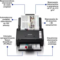 Kompaktowy skaner dokumentów Epson WorkForce ES-550W B11B287401 - A4, do 90 str.|min, 600x600 DPI