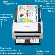 Skaner dokumentów Epson WorkForce DS-530III B11B286401 - A4, do 80 obr.|min, 600x600 DPI