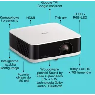 Projektor Epson Lifestudio Pop EF-61W V11HB72040, FHD, 700 lumenów, 5m:1, 1.6kg, Google TV, Biały | Sklep ITnes.pl, IT for BUSINESS