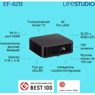 Projektor Epson Lifestudio Pop Plus EF-62B V11HB73140, 3LCD, 4K, 700 lumenów, 5m:1, 1.6kg, Google TV, Czarny | Sklep ITnes.pl, IT for BUSINESS
