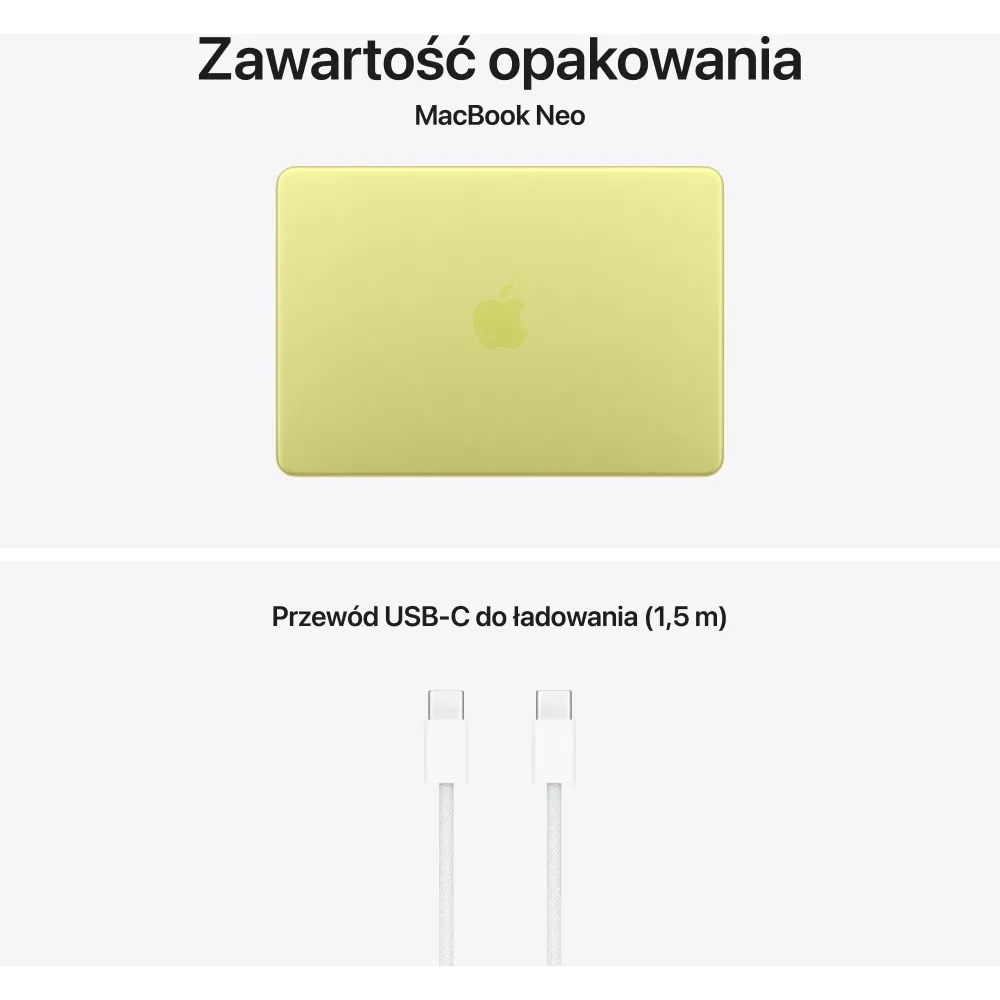 Laptop Apple MacBook Neo 13 2026 MHFD4ZES/A - A18 Pro/13" 2408x1506 Liquid Retina/RAM 8GB/SSD 256GB/Żółty/macOS/3 lata CI - zdjęcie