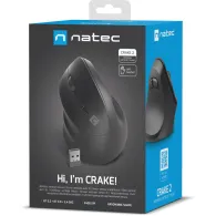 Mysz pionowa Natec Crake 2 NMY-2049 - 2400 DPI, Bluetooth 5.2, 2.4 GHz, Leworęczna, Czarna