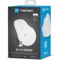 Mysz pionowa Natec Crake 2 NMY-2257 - 2400 DPI, Bluetooth 5.2, 2.4 GHz, Praworęczna, Biała
