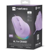 Mysz pionowa przewodowa Natec Crake 2 Pro NMY-2274 - 12800 DPI, USB, Praworęczna, Lawendowa