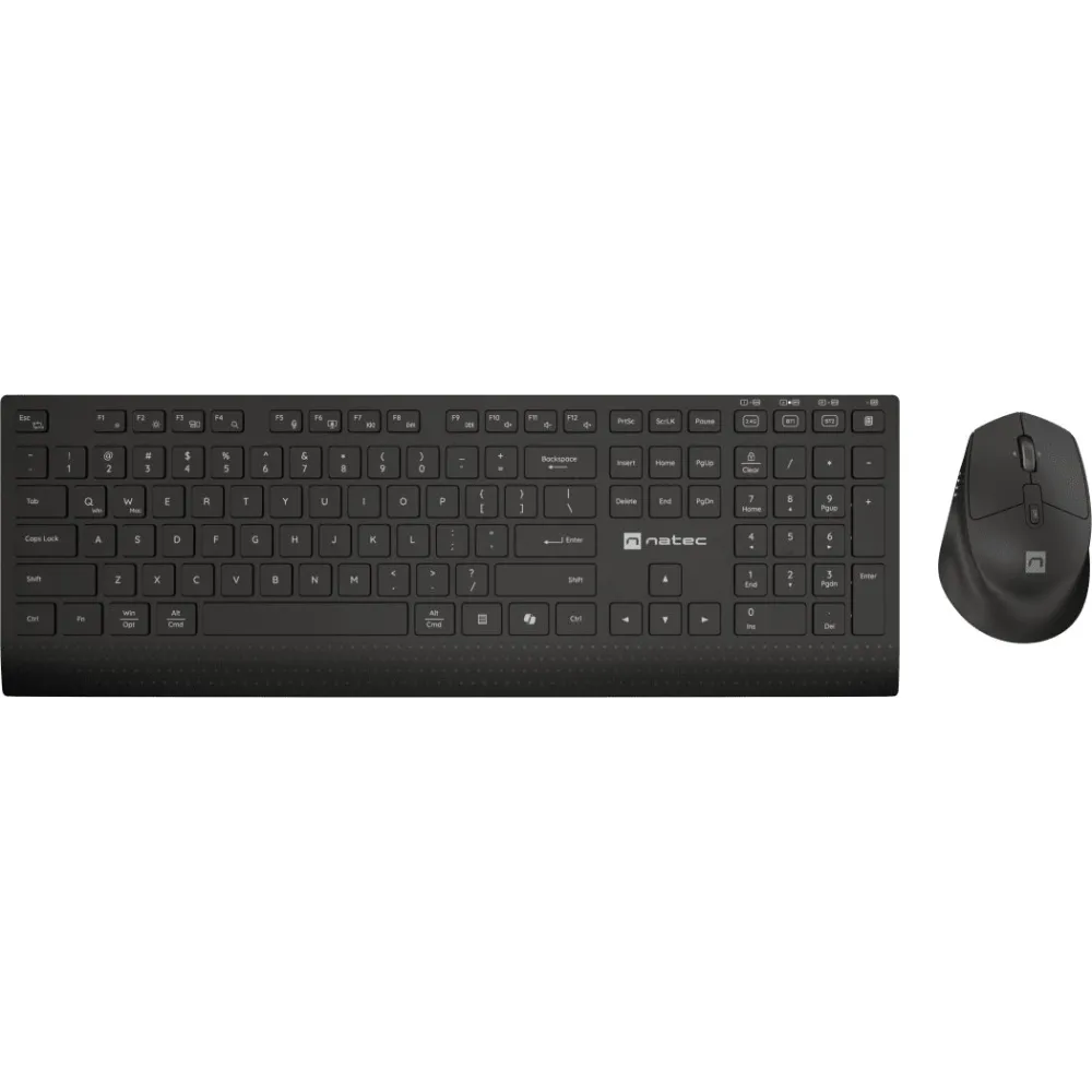 Bezprzewodowy zestaw klawiatury i myszy Natec Stingray 2 NZB-2315 - 2.4 GHz, Bluetooth, Czarny