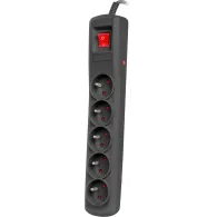 Listwa przeciwprzepięciowa Natec Bercy 400 NSP-1714 - 5 gniazd, 3 m, Czarna