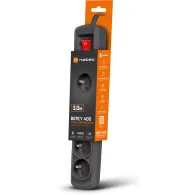 Listwa przeciwprzepięciowa Natec Bercy 400 NSP-1714 - 5 gniazd, 3 m, Czarna