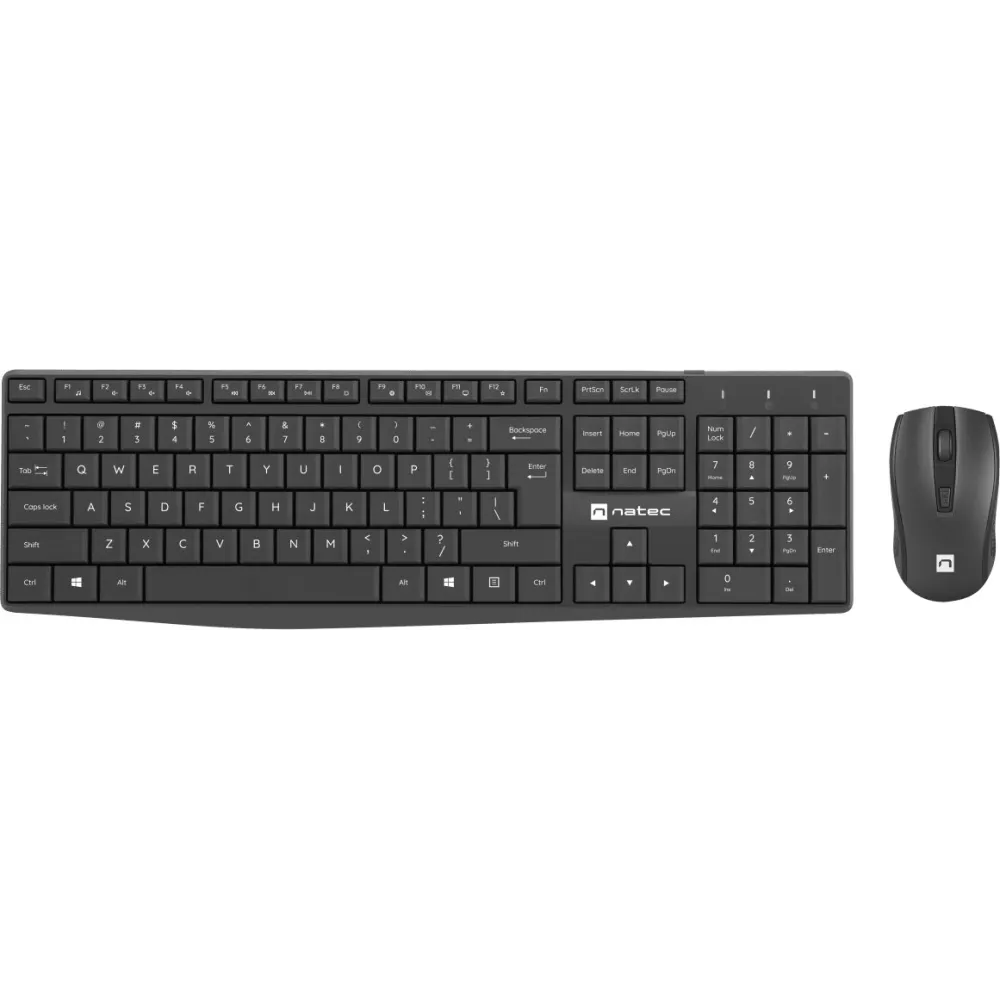 Bezprzewodowy zestaw klawiatury i myszy Natec Squid 2 NZB-1989 - US, 2.4 GHz, Czarny