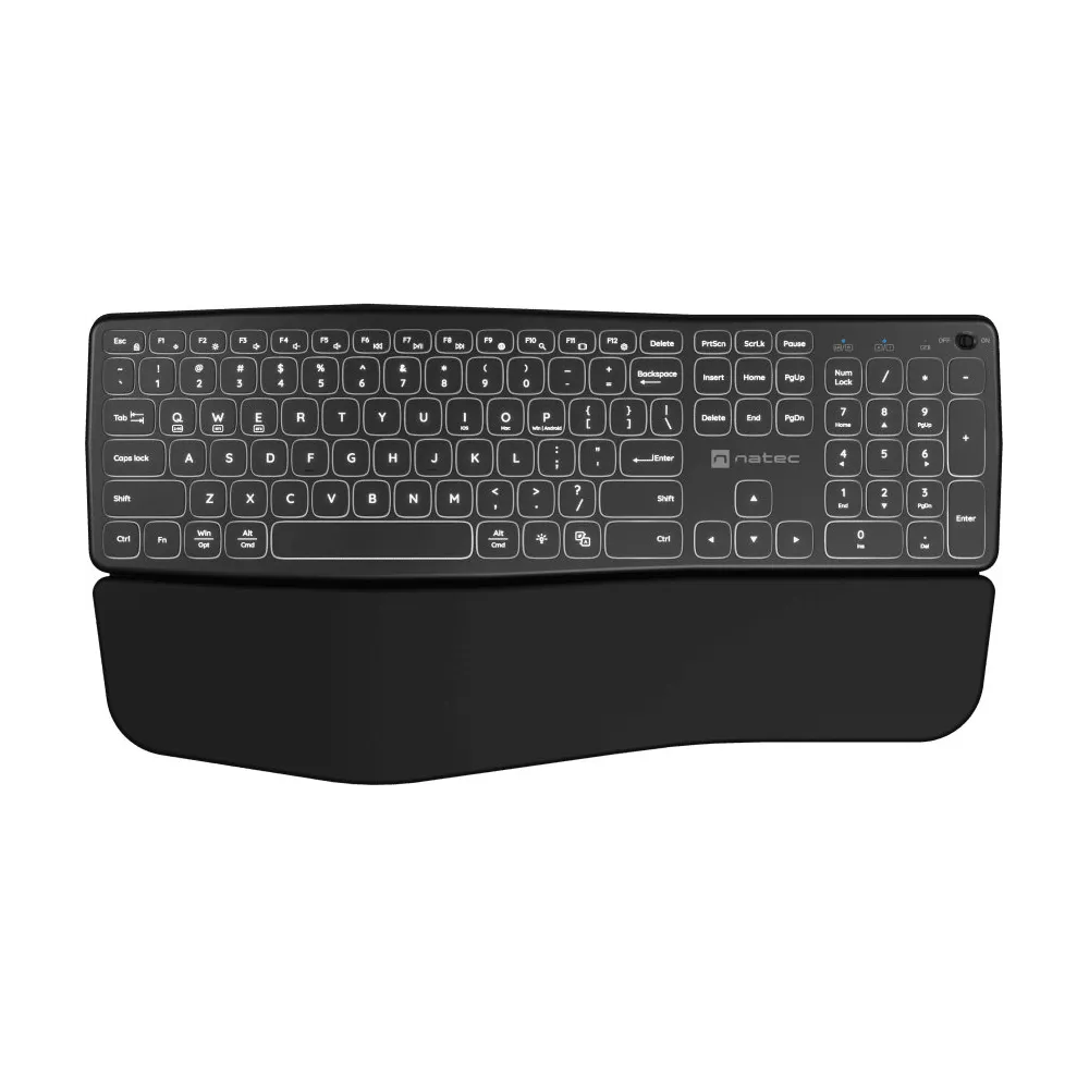 Klawiatura bezprzewodowa Natec Porifera NKL-1995 - US, 2.4 GHz, Bluetooth , Czarna