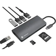 Stacja dokująca USB-C Natec Fowler 2 V2 NMP-2162 - HDMI, MicroSD|SD, RJ-45, USB-A, USB-C