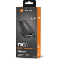 Powerbank Natec Trevi Slim Q 10000 mAh NPB-2294 - Micro USB, USB-A, USB-C, Czarny
