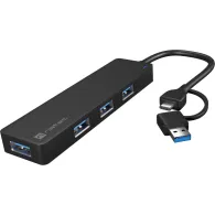 HUB USB Natec Mayfly NHU-2023 - USB-A|USB-C 3.0, 4xUSB-A 3.0, Czarny
