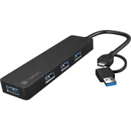 HUB USB Natec Mayfly NHU-2023 - USB-A|USB-C 3.0, 4xUSB-A 3.0, Czarny