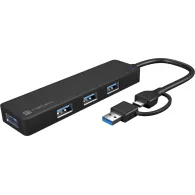 HUB USB Natec Mayfly NHU-2023 - USB-A|USB-C 3.0, 4xUSB-A 3.0, Czarny