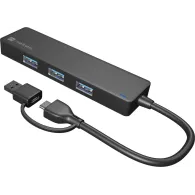 HUB USB Natec Mayfly NHU-2023 - USB-A|USB-C 3.0, 4xUSB-A 3.0, Czarny