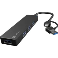 HUB USB Natec Mayfly NHU-2023 - USB-A|USB-C 3.0, 4xUSB-A 3.0, Czarny