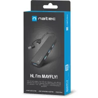 HUB USB Natec Mayfly NHU-2023 - USB-A|USB-C 3.0, 4xUSB-A 3.0, Czarny