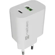 Ładowarka sieciowa Natec Ribera 20W NUC-2396 - 1x USB-C, 1x USB-A, Biała