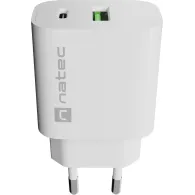 Ładowarka sieciowa Natec Ribera 20W NUC-2396 - 1x USB-C, 1x USB-A, Biała