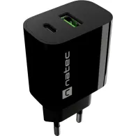 Ładowarka sieciowa Natec Ribera 20W NUC-2397 - 1x USB-C, 1x USB-A, Czarna
