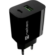 Ładowarka sieciowa Natec Ribera 20W NUC-2397 - 1x USB-C, 1x USB-A, Czarna
