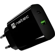Ładowarka sieciowa Natec Ribera 20W NUC-2397 - 1x USB-C, 1x USB-A, Czarna