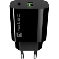 Ładowarka sieciowa Natec Ribera 20W NUC-2397 - 1x USB-C, 1x USB-A, Czarna