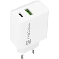 Ładowarka sieciowa Natec Ribera 20W NUC-2061 - 1x USB-C, 1x USB-A, Biała