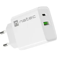 Ładowarka sieciowa Natec Ribera 20W NUC-2061 - 1x USB-C, 1x USB-A, Biała