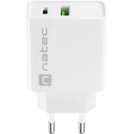 Ładowarka sieciowa Natec Ribera 20W NUC-2061 - 1x USB-C, 1x USB-A, Biała