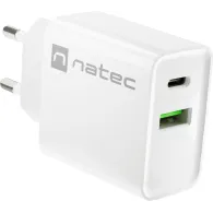 Ładowarka sieciowa Natec Ribera 20W NUC-2061 - 1x USB-C, 1x USB-A, Biała
