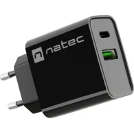 Ładowarka sieciowa Natec Ribera 20W NUC-2062 - 1x USB-C, 1x USB-A, Czarna