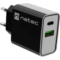 Ładowarka sieciowa Natec Ribera 20W NUC-2062 - 1x USB-C, 1x USB-A, Czarna