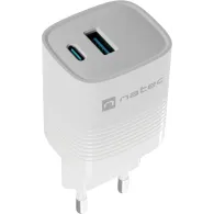 Ładowarka sieciowa Natec Ribera GaN 30W NUC-2140 - 1x USB-C, 1x USB-A, Biała