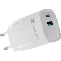 Ładowarka sieciowa Natec Ribera GaN 30W NUC-2140 - 1x USB-C, 1x USB-A, Biała