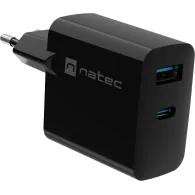 Ładowarka sieciowa Natec Ribera GaN 45W NUC-2143 - 1x USB-C, 1x USB-A, Czarna