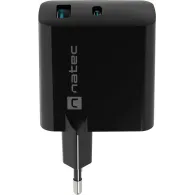 Ładowarka sieciowa Natec Ribera GaN 45W NUC-2143 - 1x USB-C, 1x USB-A, Czarna