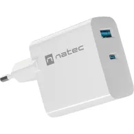 Ładowarka sieciowa Natec Ribera GaN 45W NUC-2142 - 1x USB-C, 1x USB-A, Biała
