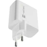 Ładowarka sieciowa Natec Ribera GaN 45W NUC-2142 - 1x USB-C, 1x USB-A, Biała