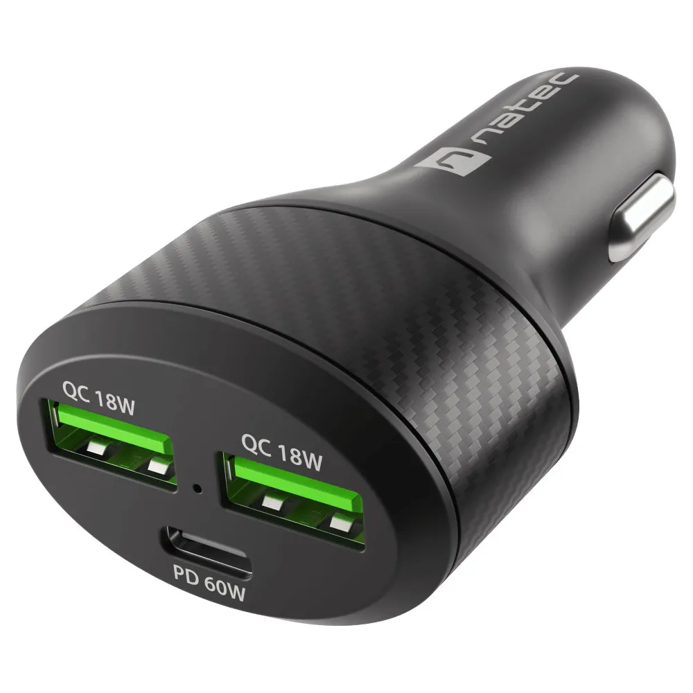 Ładowarka samochodowa Natec Coney 84W NUC-1981 - 2x USB-A, 1x USB-C, Czarna
