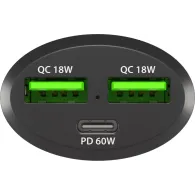 Ładowarka samochodowa Natec Coney 84W NUC-1981 - 2x USB-A, 1x USB-C, Czarna